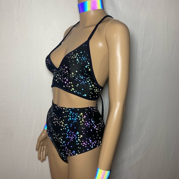 Rainbow and Reflective two-piece bikini set - Picture 4 of 8